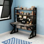 LIVARA Office Black and Space-Saving 2-in-1 Pegboard Design, Panels, Storage - Desk 100/120/140cm, Frame, Steel Thick Grey