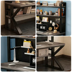 LIVARA Office Black and Space-Saving 2-in-1 Pegboard Design, Panels, Storage - Desk 100/120/140cm, Frame, Steel Thick Grey