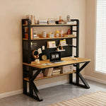 LIVARA Office Desk Pegboard Steel Black Thick Design, Panels, Storage Frame, 2-in-1 Space-Saving 100/120/140cm, and - Wood