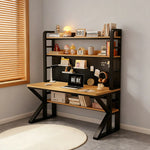 LIVARA Office Desk Pegboard Steel Black Thick Design, Panels, Storage Frame, 2-in-1 Space-Saving 100/120/140cm, and - Wood