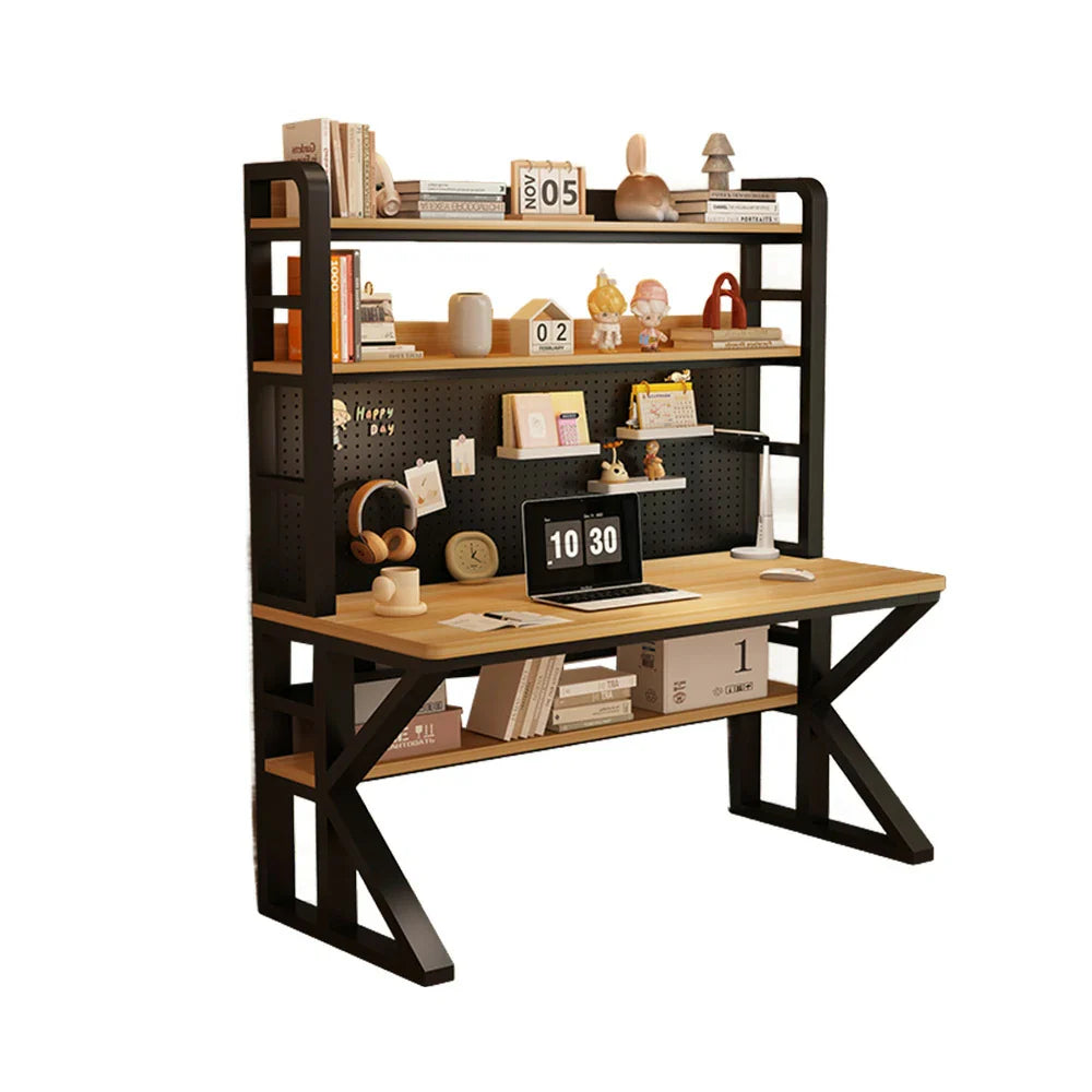 LIVARA Office Desk Pegboard Steel Black Thick Design, Panels, Storage Frame, 2-in-1 Space-Saving 100/120/140cm, and - Wood
