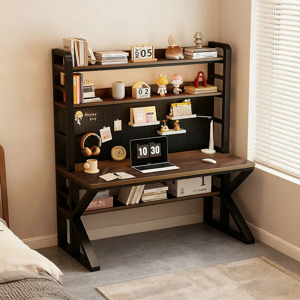 LIVARA Office Panels, 2-in-1 - Storage and Thick Pegboard 100/120/140cm, Design, Black Desk Steel Space-Saving Frame, Walunt