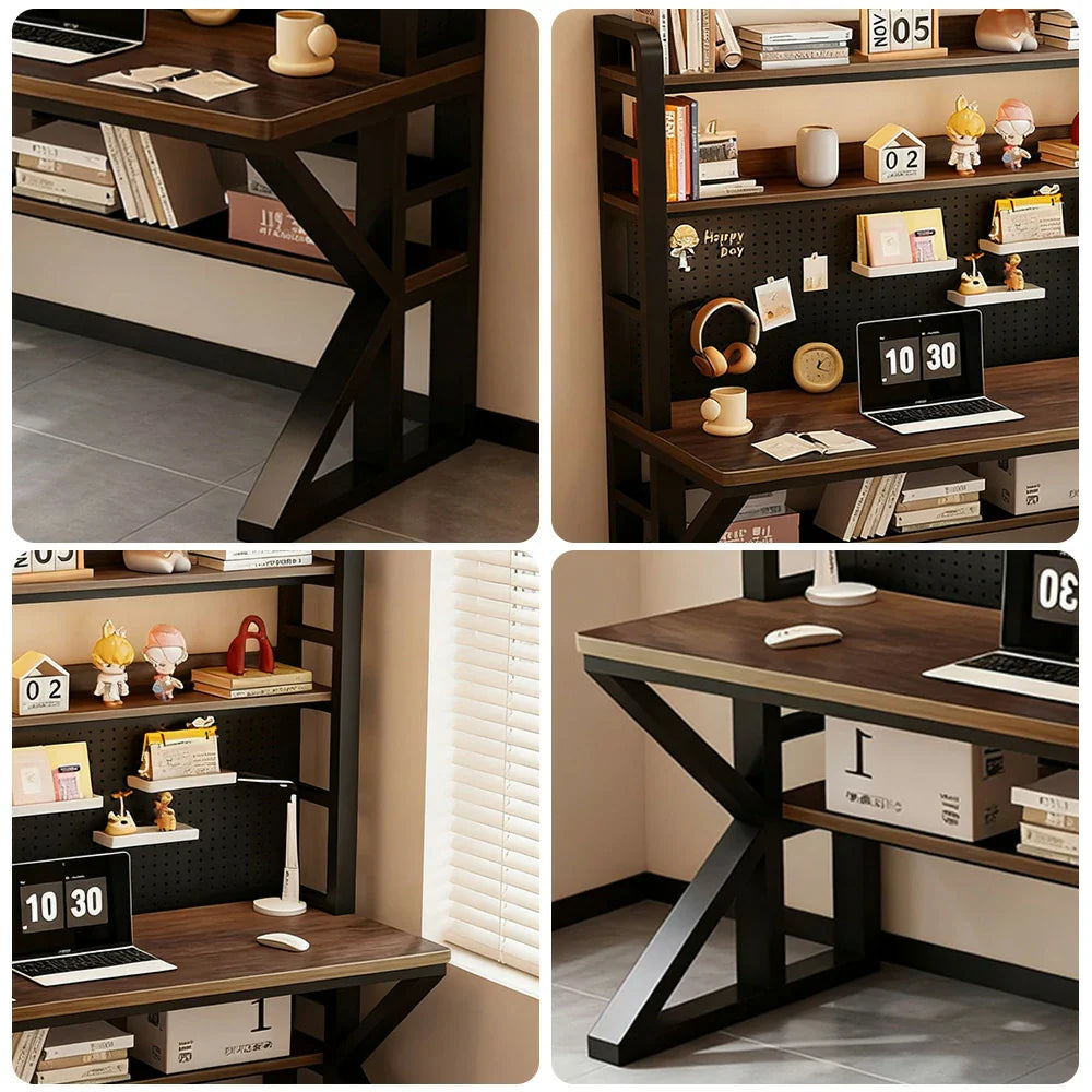 LIVARA Office Panels, 2-in-1 - Storage and Thick Pegboard 100/120/140cm, Design, Black Desk Steel Space-Saving Frame, Walunt