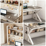 LIVARA Office - Space-Saving Desk Thick Steel White Panels, Storage Design, 100/120/140cm, Frame, and Pegboard 2-in-1 Grey