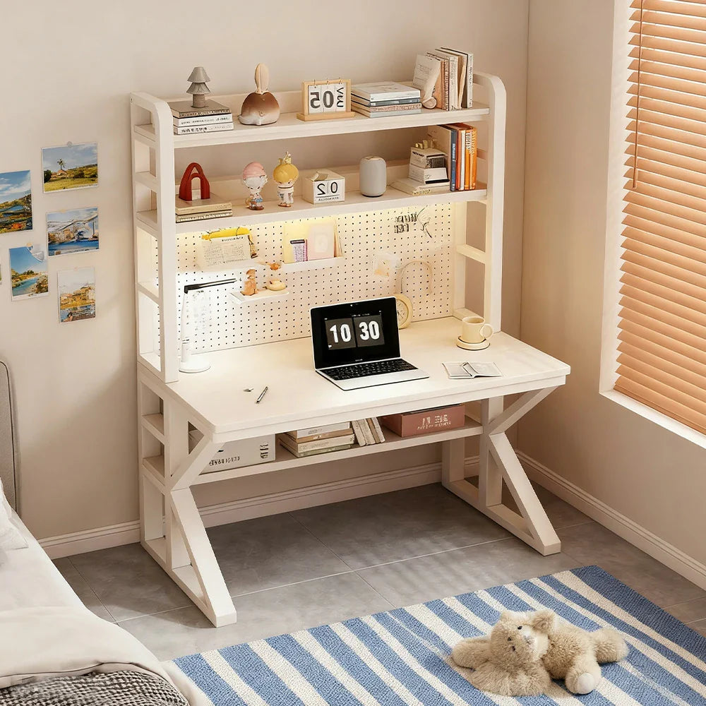 LIVARA Office - 2-in-1 Frame, Panels, Pegboard 100/120/140cm, Steel Design, Space-Saving Storage Desk Thick White