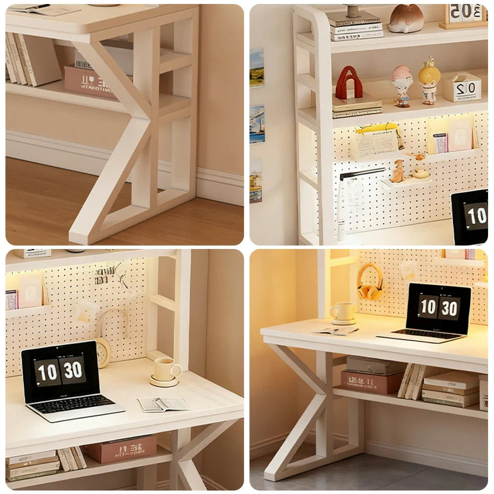 LIVARA Office - 2-in-1 Frame, Panels, Pegboard 100/120/140cm, Steel Design, Space-Saving Storage Desk Thick White