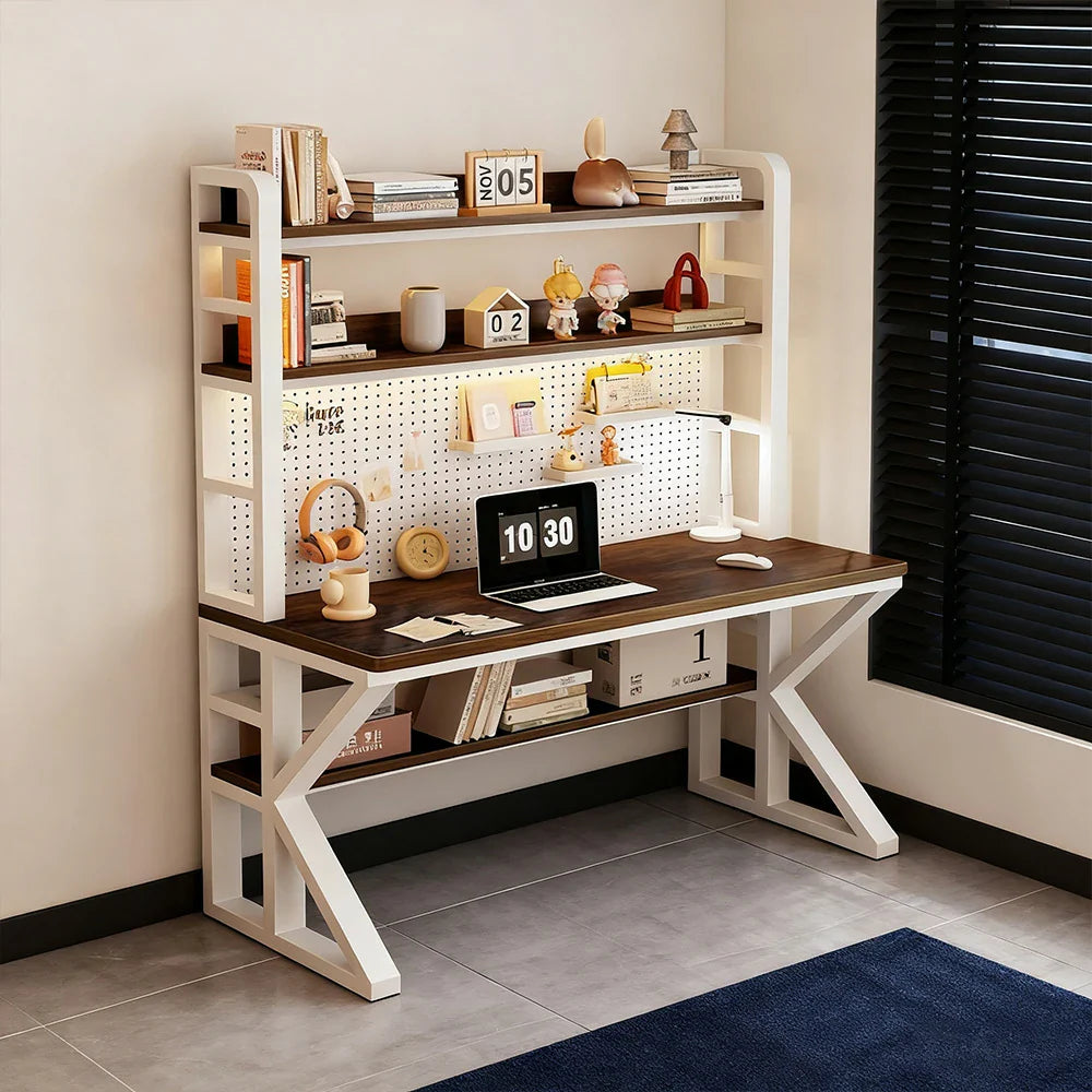 LIVARA Office Pegboard 100/120/140cm, Thick Space-Saving 2-in-1 Steel Storage Frame, - Panels, Desk Design, and White Walunt