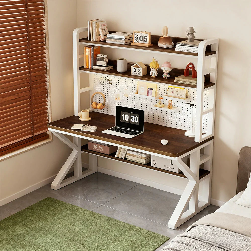 LIVARA Office Pegboard 100/120/140cm, Thick Space-Saving 2-in-1 Steel Storage Frame, - Panels, Desk Design, and White Walunt