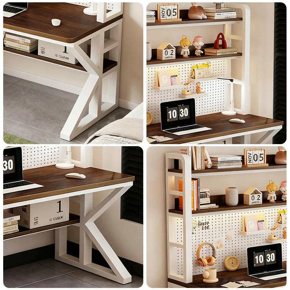 LIVARA Office Pegboard 100/120/140cm, Thick Space-Saving 2-in-1 Steel Storage Frame, - Panels, Desk Design, and White Walunt