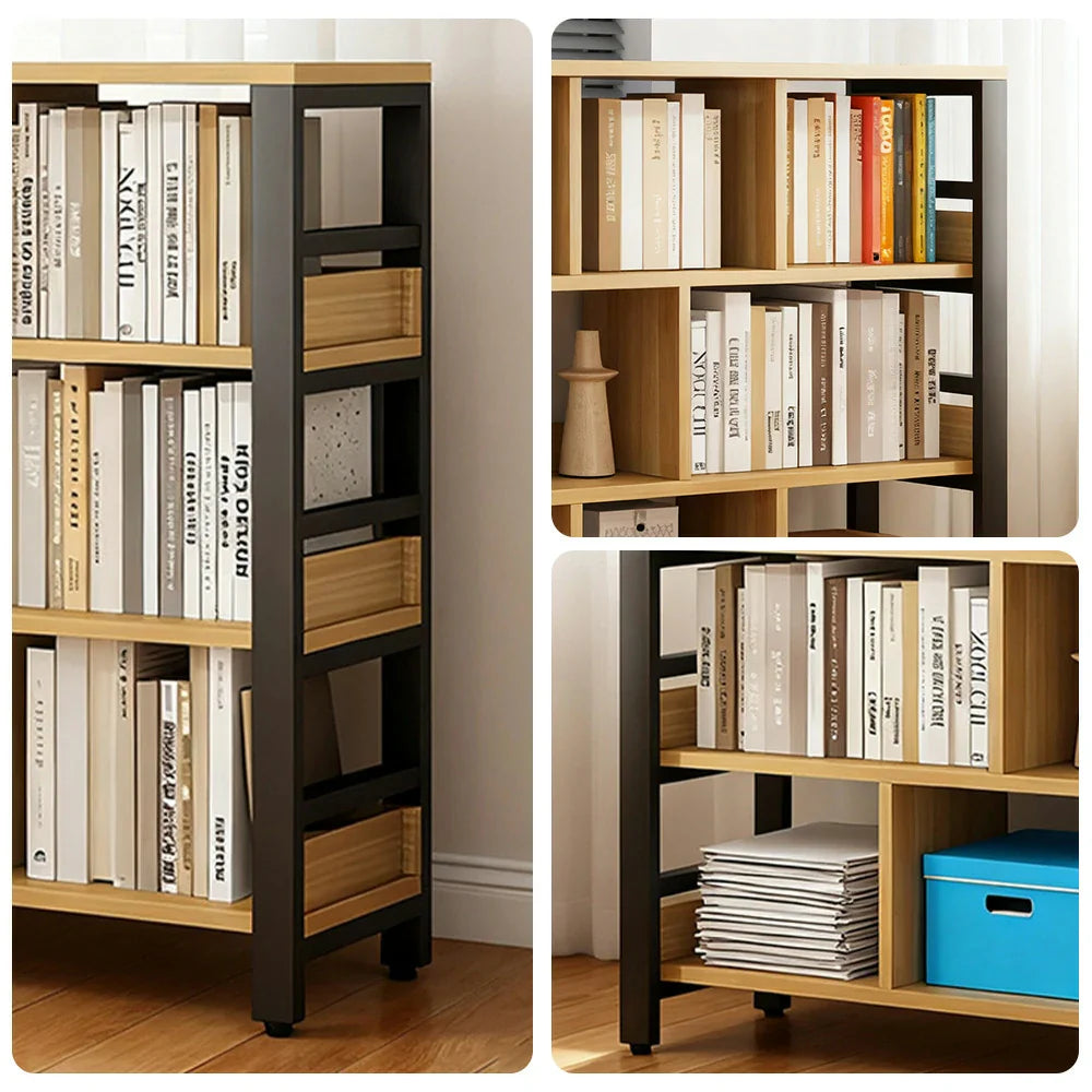 LIVARA 4-Tier Steel Thickened Storage Space-Saving Reinforced Bookshelf - Frame Rack, Eco Panels, 80/110/140cm Black