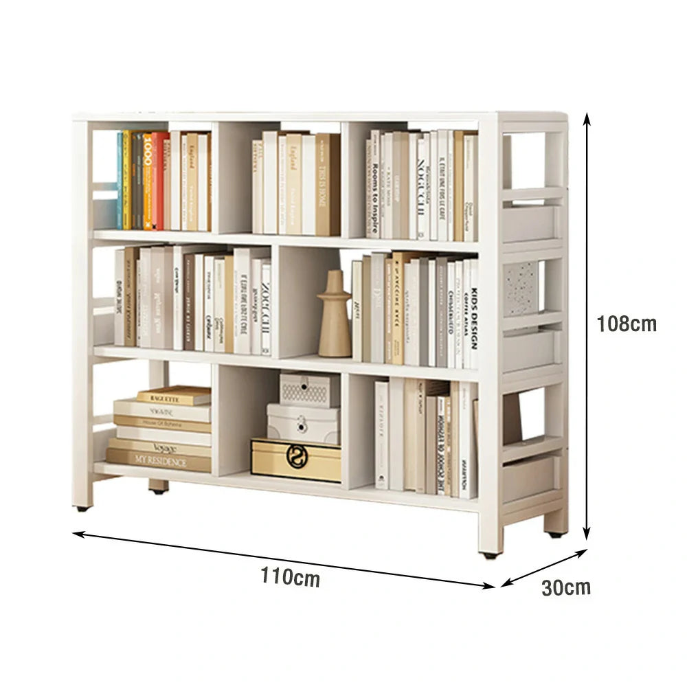 LIVARA 4-Tier Space-Saving Thickened Bookshelf Steel Panels, 80/110/140cm Eco Rack, - Storage Frame Reinforced White
