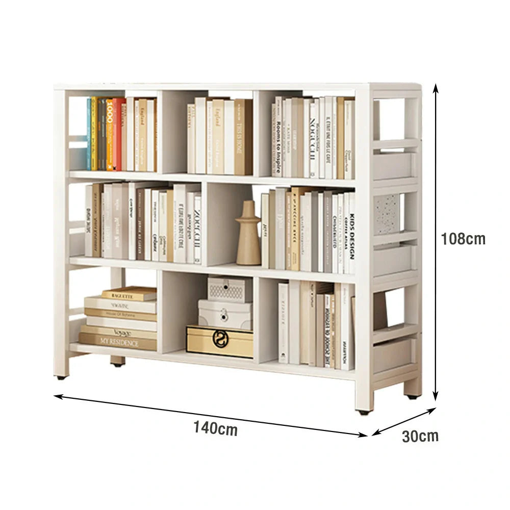 LIVARA 4-Tier Space-Saving Thickened Bookshelf Steel Panels, 80/110/140cm Eco Rack, - Storage Frame Reinforced White