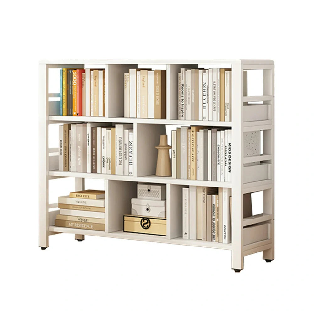 LIVARA 4-Tier Space-Saving Thickened Bookshelf Steel Panels, 80/110/140cm Eco Rack, - Storage Frame Reinforced White