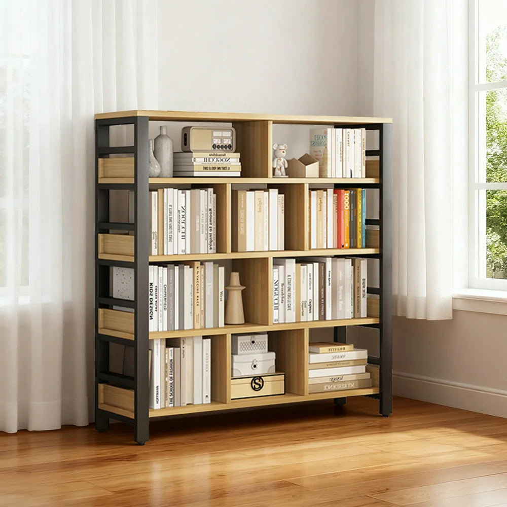 LIVARA 5-Tier Reinforced Space-Saving Frame Bookshelf - Storage Panels, Steel Eco Rack, 80/110/140cm Thickened Black