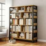 LIVARA 6-Tier Space-Saving Frame 80/110/140cm Bookshelf Rack, Storage Steel Thickened - Panels, Reinforced Eco Black