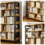 LIVARA 6-Tier Space-Saving Frame 80/110/140cm Bookshelf Rack, Storage Steel Thickened - Panels, Reinforced Eco Black