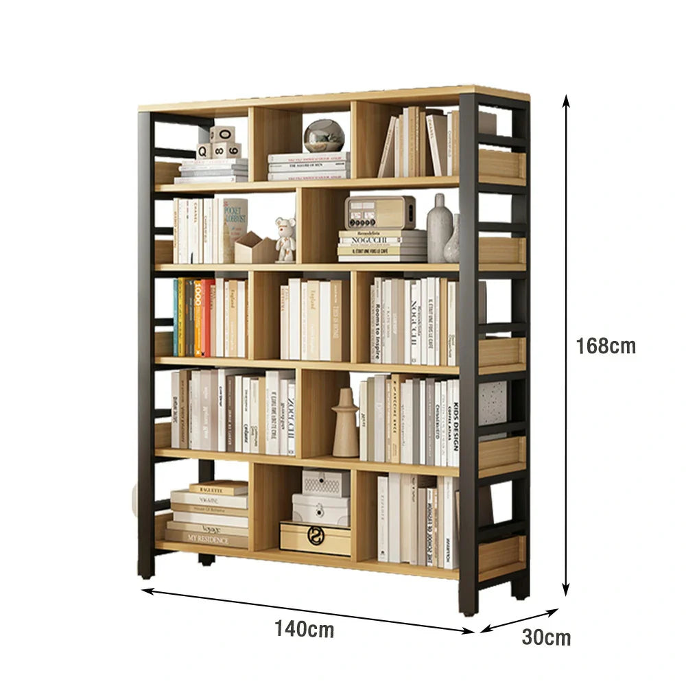 LIVARA 6-Tier Space-Saving Frame 80/110/140cm Bookshelf Rack, Storage Steel Thickened - Panels, Reinforced Eco Black