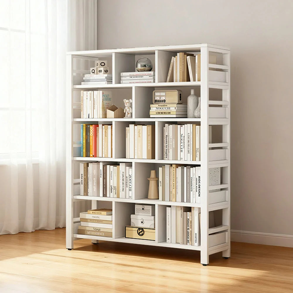 LIVARA 6-Tier Frame Steel Bookshelf Storage Space-Saving 80/110/140cm Reinforced Rack, Thickened - Eco Panels, White