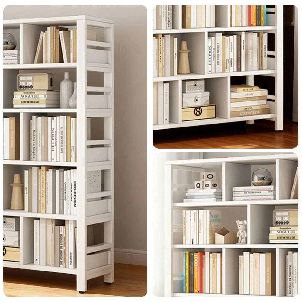 LIVARA 6-Tier Frame Steel Bookshelf Storage Space-Saving 80/110/140cm Reinforced Rack, Thickened - Eco Panels, White
