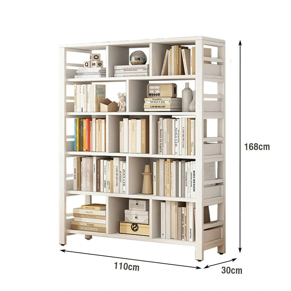 LIVARA 6-Tier Frame Steel Bookshelf Storage Space-Saving 80/110/140cm Reinforced Rack, Thickened - Eco Panels, White