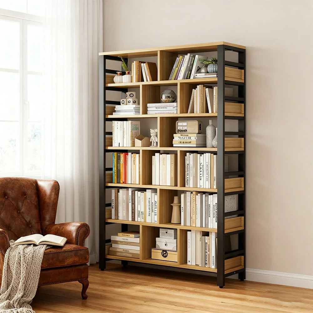 LIVARA 7-Tier Reinforced - Panels, Steel Space-Saving Rack, Frame Storage Bookshelf Thickened 80/110/140cm Eco Black