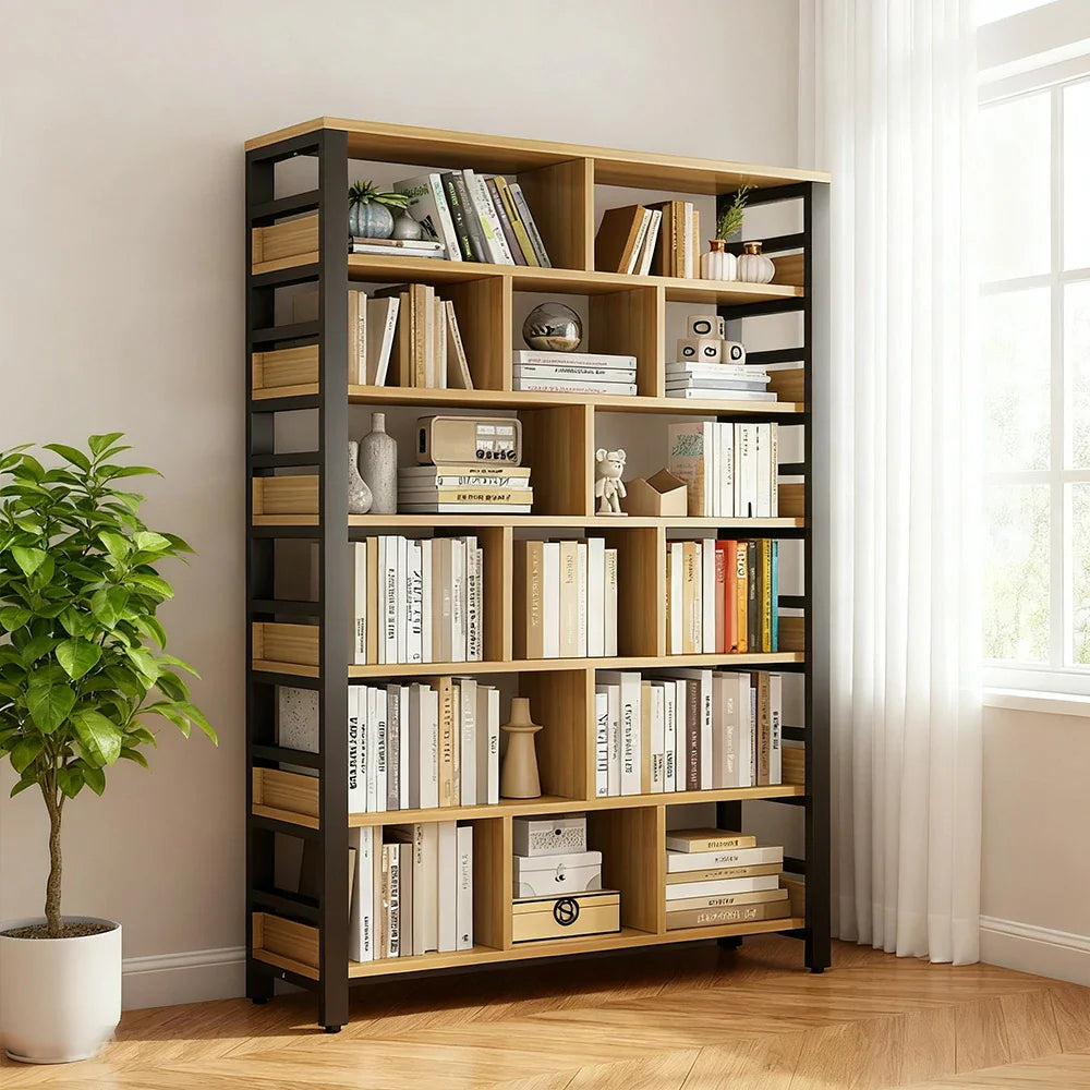 LIVARA 7-Tier Reinforced - Panels, Steel Space-Saving Rack, Frame Storage Bookshelf Thickened 80/110/140cm Eco Black
