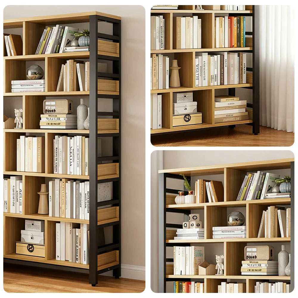 LIVARA 7-Tier Reinforced - Panels, Steel Space-Saving Rack, Frame Storage Bookshelf Thickened 80/110/140cm Eco Black
