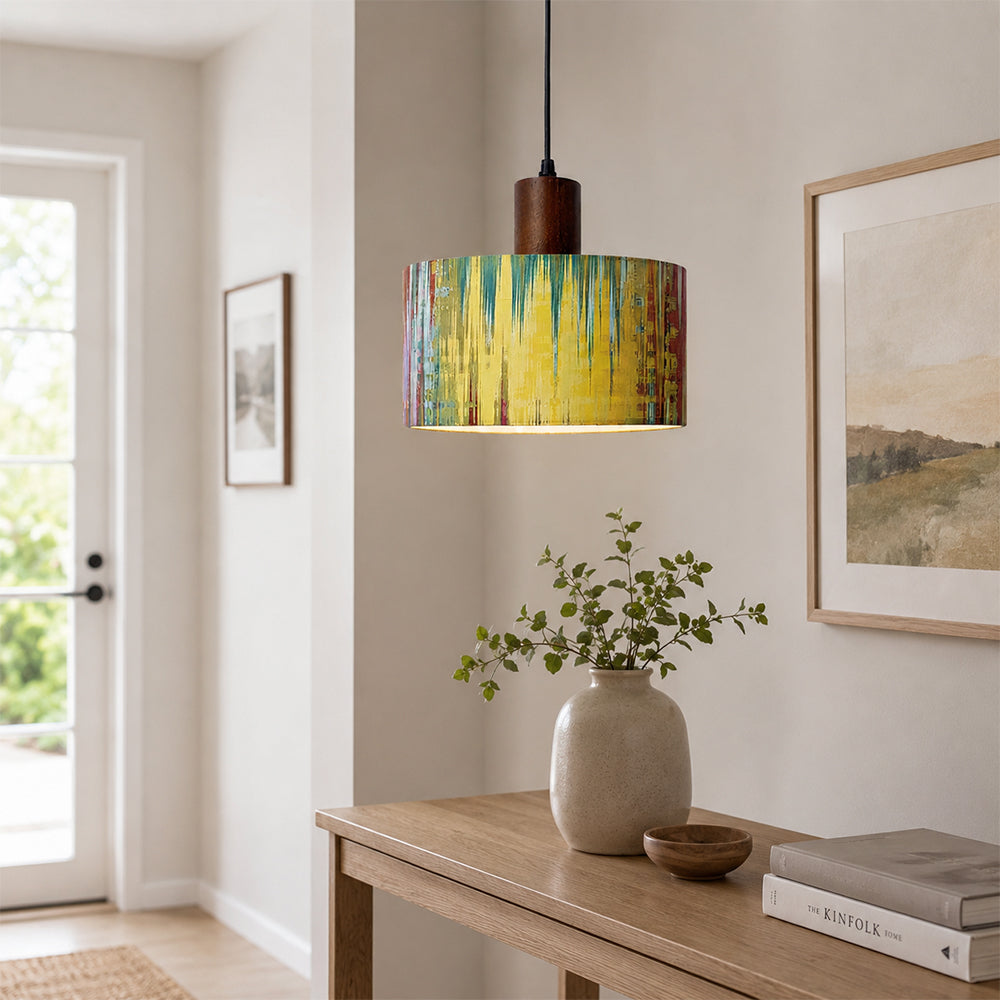 LIVARA Guangyun Large 35cm Artistic Drum Pendant Light for Dining Room Bedroom - Multicolour