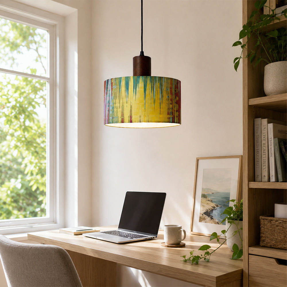 LIVARA Guangyun Large 35cm Artistic Drum Pendant Light for Dining Room Bedroom - Multicolour