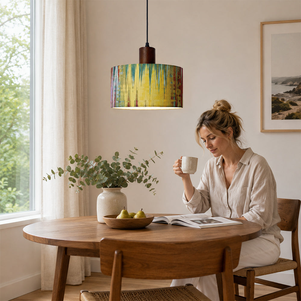 LIVARA Guangyun Large 35cm Artistic Drum Pendant Light for Dining Room Bedroom - Multicolour