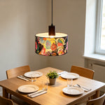 LIVARA Large 35cm Painted Fabric Drum Pendant Light for Dining Room Bedroom - Multicolour