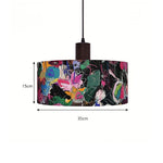 LIVARA Large 35cm Painted Fabric Drum Pendant Light for Dining Room Bedroom - Multicolour