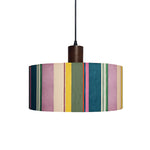 LIVARA Large 35cm Colourful Striped Fabric Drum Pendant Light for Dining Room Bedroom - Multicolour