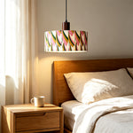 LIVARA Large 35cm Tricolour Fabric Drum Pendant Light for Dining Room Bedroom - Multicolour
