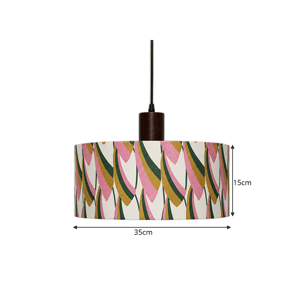 LIVARA Large 35cm Tricolour Fabric Drum Pendant Light for Dining Room Bedroom - Multicolour