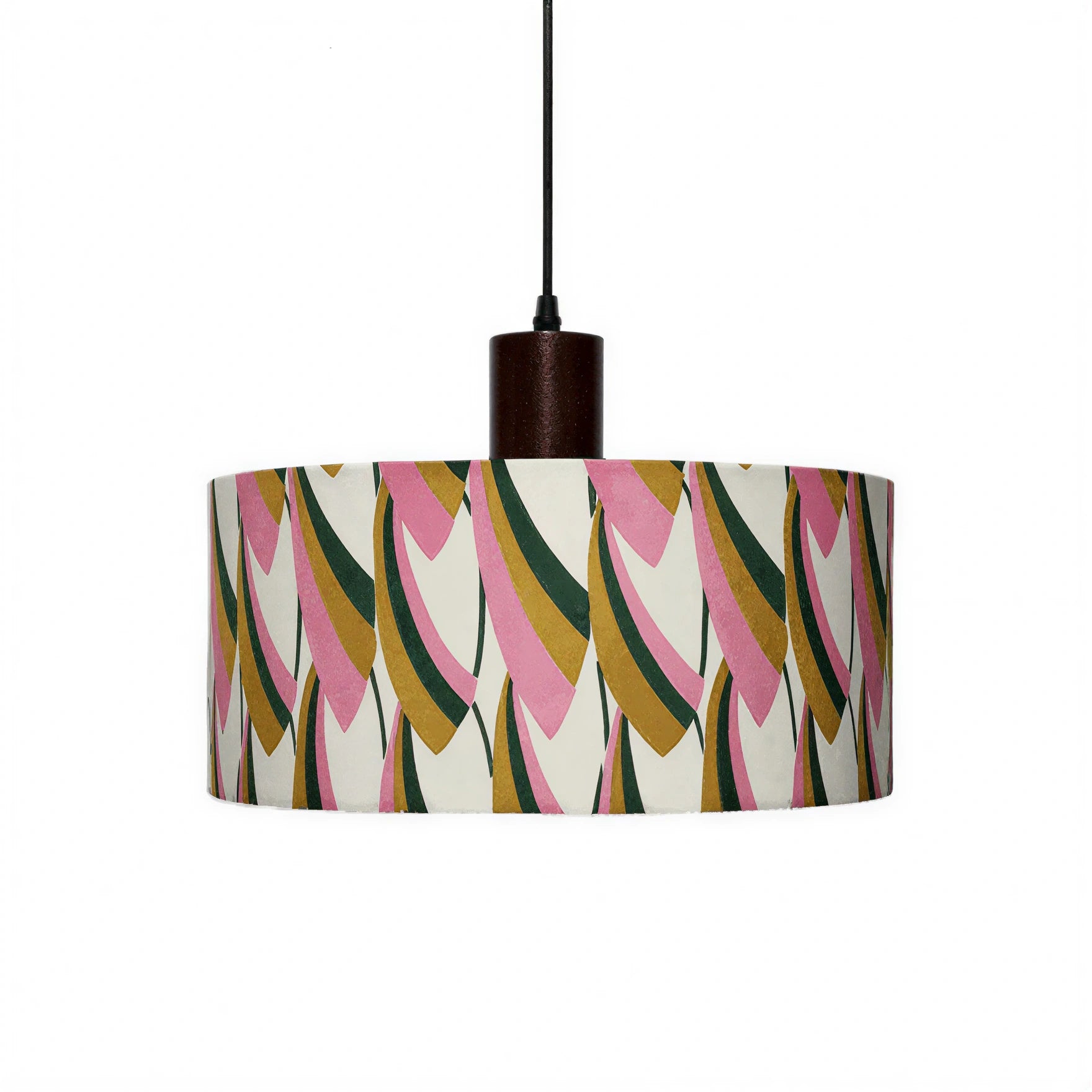LIVARA Large 35cm Tricolour Fabric Drum Pendant Light for Dining Room Bedroom - Multicolour