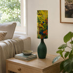 LIVARA Tropical Botanical Fabric Table Lamp Plug-In Accent Light for Bedroom Living Room - Yellow & Green