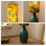 LIVARA Tropical Botanical Fabric Table Lamp Plug-In Accent Light for Bedroom Living Room - Yellow & Green