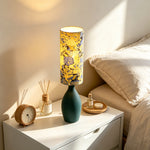 LIVARA Tropical Botanical Fabric Table Lamp Plug-In Accent Light for Bedroom Living Room - Yellow & Blue