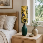 LIVARA Tropical Botanical Fabric Table Lamp Plug-In Accent Light for Bedroom Living Room - Yellow & Blue
