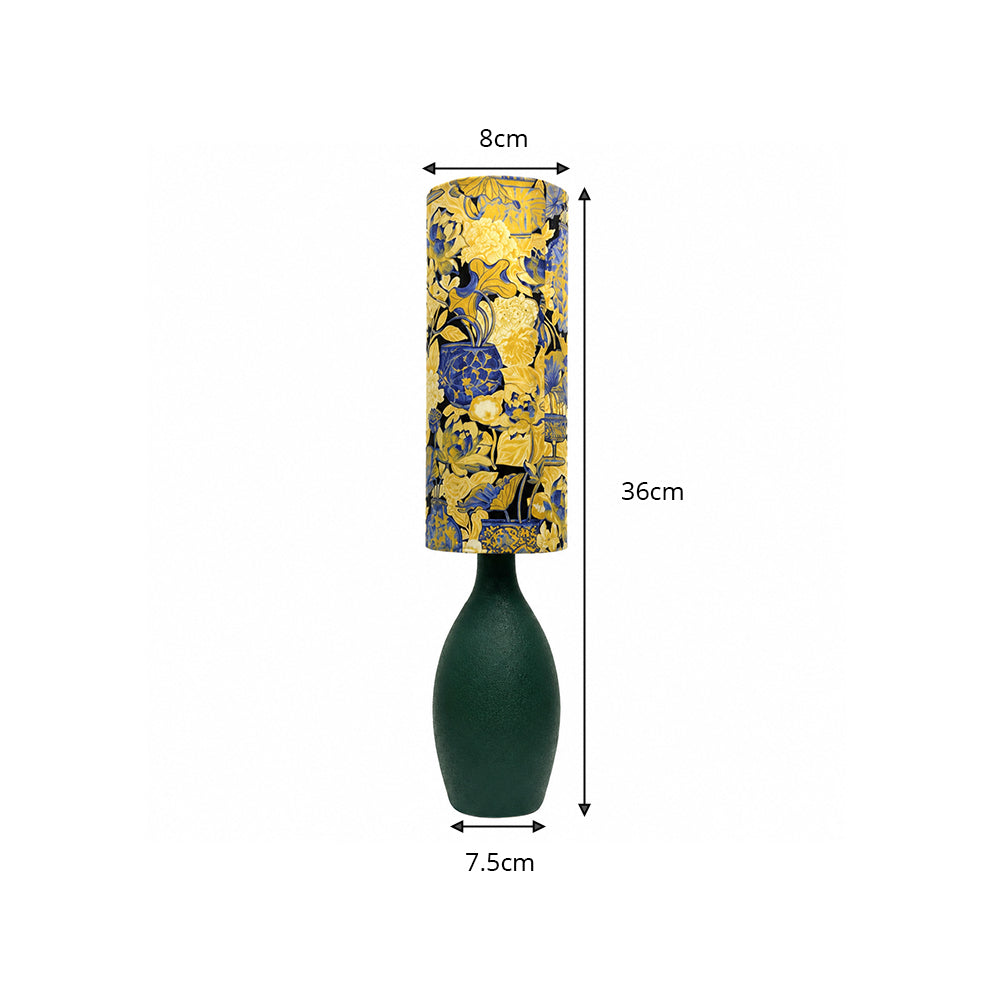 LIVARA Tropical Botanical Fabric Table Lamp Plug-In Accent Light for Bedroom Living Room - Yellow & Blue