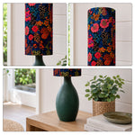 LIVARA Gold-Accented Floral Fabric Table Lamp Plug-In Bedside Light for Bedroom Living Room - Dark Green