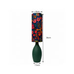LIVARA Gold-Accented Floral Fabric Table Lamp Plug-In Bedside Light for Bedroom Living Room - Dark Green