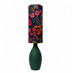 LIVARA Gold-Accented Floral Fabric Table Lamp Plug-In Bedside Light for Bedroom Living Room - Dark Green