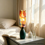 LIVARA Gold-Accented Floral Fabric Table Lamp Plug-In Bedside Light for Bedroom Living Room - Multicolour