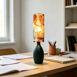 LIVARA Gold-Accented Floral Fabric Table Lamp Plug-In Bedside Light for Bedroom Living Room - Multicolour