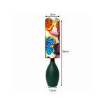 LIVARA Gold-Accented Floral Fabric Table Lamp Plug-In Bedside Light for Bedroom Living Room - Multicolour