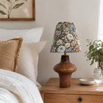 LIVARA Vintage Floral Fabric Table Lamp Plug-In Bedside Accent Light for Bedroom Living Room - Brown & Orange