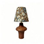 LIVARA Vintage Floral Fabric Table Lamp Plug-In Bedside Accent Light for Bedroom Living Room - Brown & Orange