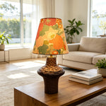 LIVARA Vintage Floral Fabric Table Lamp Plug-In Bedside Accent Light for Bedroom Living Room - Brown & Orange